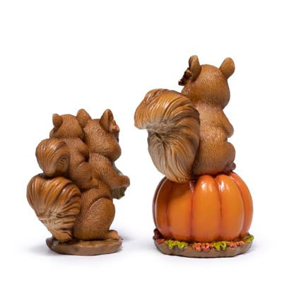Hodao Fall Squirrel Decor, 2-Piece Resin Thanksgiving Figurine Set - color: Squirrel