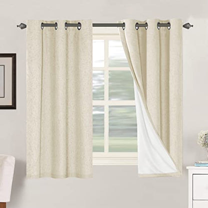 H.VERSAILTEX 100% Blackout Linen Curtains 54" L 2 Panels Bleached Sand - color: Bleached Sand, size: 42"W x 54"L (Pack of 2)