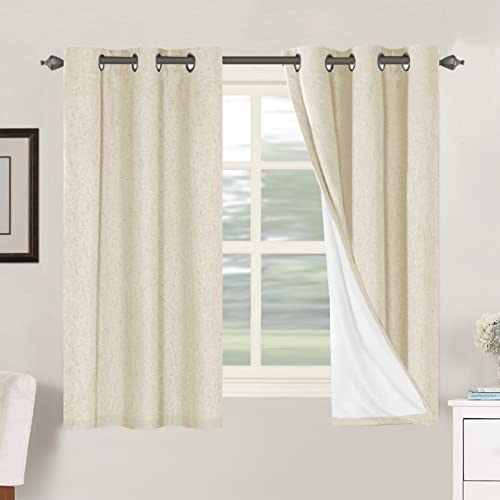 H.VERSAILTEX 100% Blackout Linen Curtains 54" L 2 Panels Bleached Sand - color: Bleached Sand, size: 42"W x 54"L (Pack of 2)