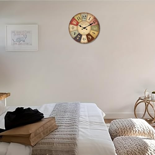 Farmhouse Wood Silent Wall Clocks Battery Operated 16 Inch - color: Colorful1, size: 16 Inch