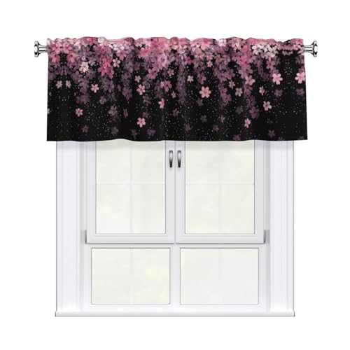 Cherry Blossom Curtain Valance 54x18 Inches Window Treatment Rod Pocket Valance for Kitchen Bathroom Bedroom - color: Cherry Blossom