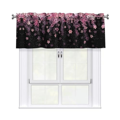 Cherry Blossom Curtain Valance 54x18 Inches Window Treatment Rod Pocket Valance for Kitchen Bathroom Bedroom - color: Cherry Blossom