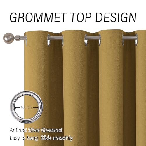 ChrisDowa Golden Brown Blackout Curtains 45 Inch Long 2 Panels for Bedroom - color: Gold Brown, size: 52"W x 45"L (Pack of 2)