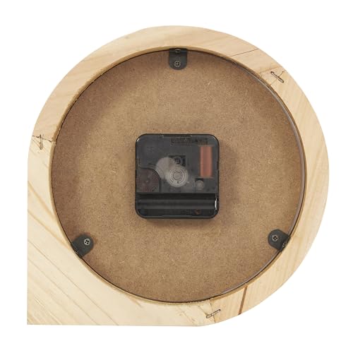 Deco 79 Wood Decorative Clock Round Abstract Mantel Clock, Tabletop Clock 8" x 2" x 8", Light Brown