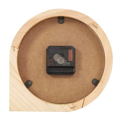Deco 79 Wood Decorative Clock Round Abstract Mantel Clock, Tabletop Clock 8" x 2" x 8", Light Brown