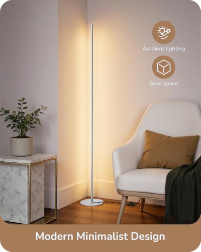 EDISHINE 2 Pack 57.5” Corner Lamp with Remote, Stepless Dimmable & 7 CCT - color: Silver