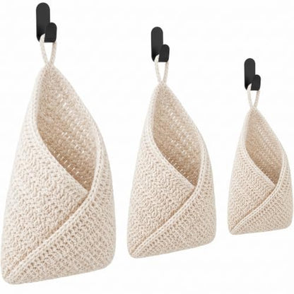 Honeydak 3 Hanging Baskets, Cream, Envelope Basket - color: Cream, style: Envelope Basket