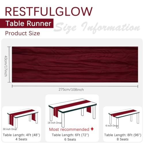 10 Pack Burgundy Cheesecloth Table Runner 17 x 108 Inch - color: Burgundy, size: 10Pcs - 9 Ft
