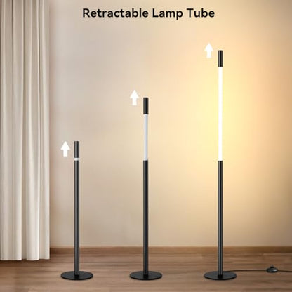 NUÜR Modern Black Floor Lamp, Dimmable LED Standing Lamp with Remote - style: Slim Linear Floor Lamp