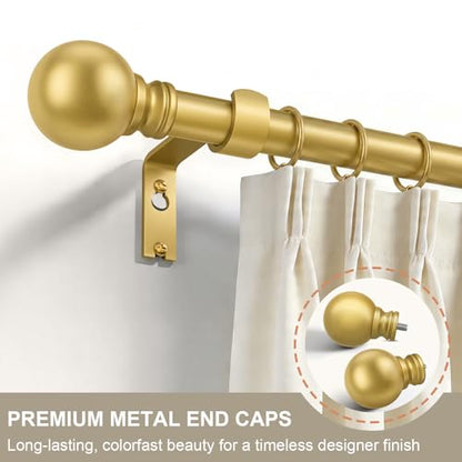 Modern Gold Curtain Rods for Windows 72 to 144 Inches Drapery Rods - color: Gold, size: 16"-144"|1 Pack