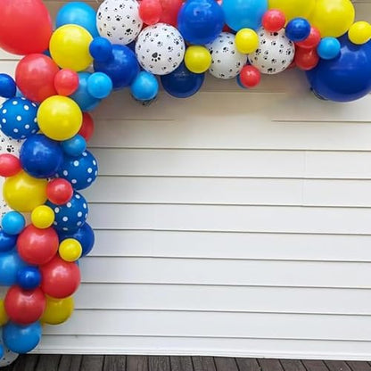 Dog Paw Print Balloons 12 Inch Red Blue Yellow Confetti Latex Party Balloon - color: Red Yellow Blue