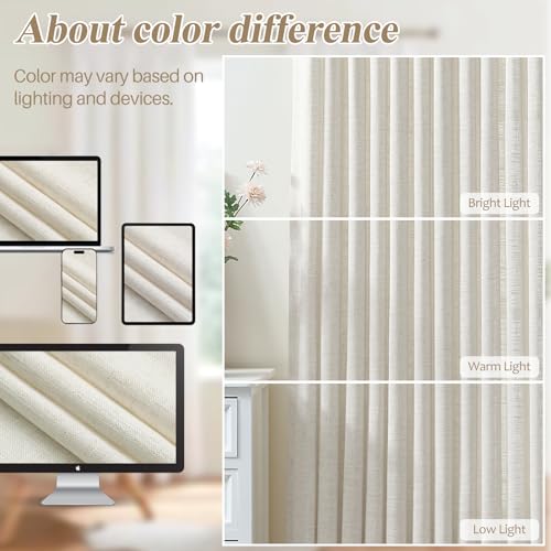 AUSSPVOCT Pinch Pleated Sheer Curtains 84 Inches Long for Living Room - color: Natural, size: 40"W x 84"L (Pack of 2)