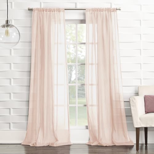 No. 918 Tayla Crushed Texture Semi-Sheer Rod Pocket Curtain Panel, 50" x 84", Blush Pink - color: Blush Pink, size: 50"W x 84"L (Pack of 1)