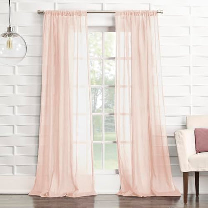 No. 918 Tayla Crushed Texture Semi-Sheer Rod Pocket Curtain Panel, 50" x 84", Blush Pink - color: Blush Pink, size: 50"W x 84"L (Pack of 1)