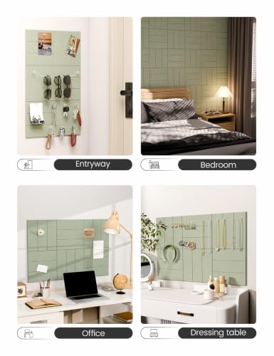 Fluxynara 28" X 18" Felt Bulletin Board Tiles, Bold Stripe, Sage - color: Sage, size: Bold-Stripe