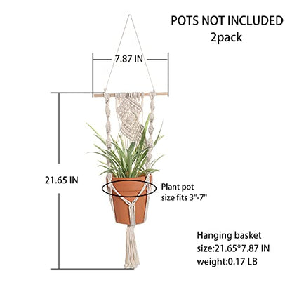 Artilady Macrame Plant Hanger, Boho Hanging Planter for Indoor Plants - color: White D