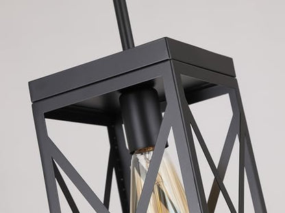 Rustic Farmhouse Metal Pendant Light Fixture One-Light Adjustable Rods Modern Metal Lantern Cage Small Pendant Lighting for Kitchen Island Sink Hallway Bathroom Bar Farmhouse, Black - size: Small 1 pack