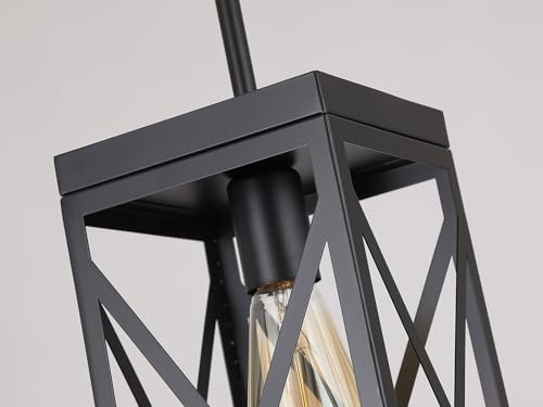 2 Pack Rustic Farmhouse Metal Pendant Light Fixture One-Light Adjustable Rods Modern Metal Lantern Cage Small Pendant Lighting for Kitchen Island Sink Hallway Bathroom Bar Farmhouse, Black - size: Small 2 pack