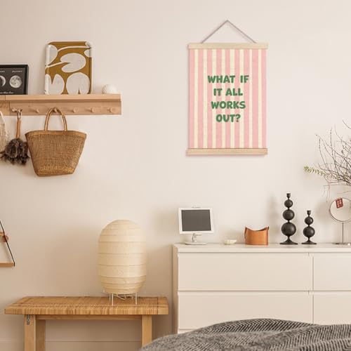 KAOWT Pink Green What If It All Works Out Wall Art Sign, 12x16 Inches - color: Pink Green