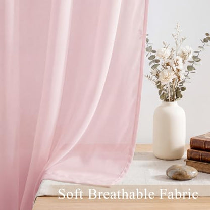 PONY DANCE 4 Panels Sheer Curtains 90 Inches Long, Blush Pink, W42 x L90 - color: Blush Pink, size: 42"W x 90"L (Pack of 4)
