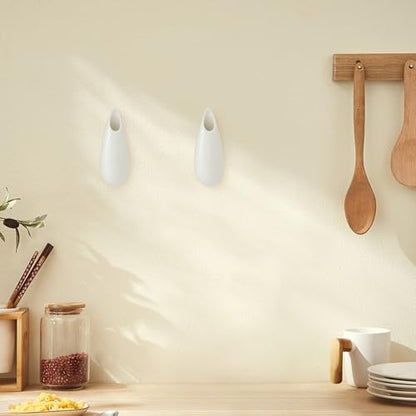 White Ceramic Wall Vases, Set of 2, 5.9 Inch, Teardrop Design - color: 2pcs-small