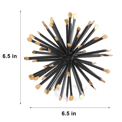 6.5” Modern Starburst Metal Tabletop Sculpture, Black Shelf Accent Decor