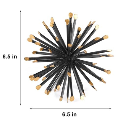 6.5” Modern Starburst Metal Tabletop Sculpture, Black Shelf Accent Decor