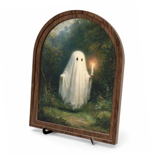 Forest Ghost Arched Wood Frame Tabletop Decor, Moody Halloween Wall Art - color: Color 12