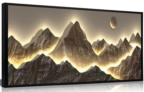 Large Framed Modern Mountain Wall Art Abstract Landscape Canvas Wall Decor | Black Layered Mountain Painting Picture Minimalist Zen Nature Prints Artwork for Living Room Bedroom Office Home Decor - color: Mountain, size: 48"L x 24"W