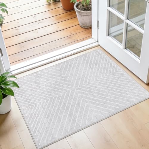 ROYHOME 2x3 Entryway Rug Indoor Door Mat Washable Non Slip Small Carpet - color: Grey, size: 2' x 3' (Rectangular)