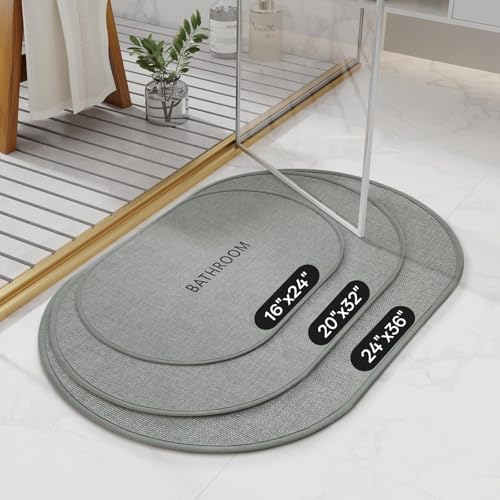 Bath Mat Non Slip,Quick Dry Bathroom Rug Under Door,20"x32",Grey - color: Grey, size: 20" x 32"