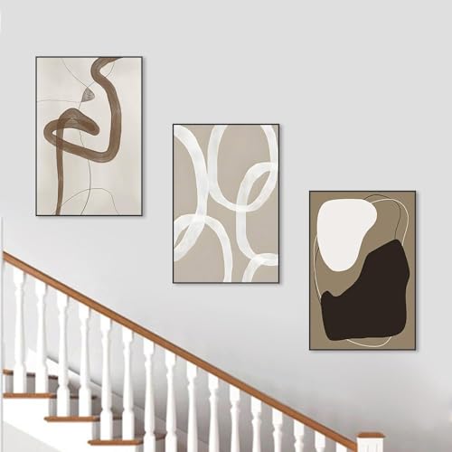 Framed Abstract Black Stroke Lines Canvas Painting,24x32 In - color: White