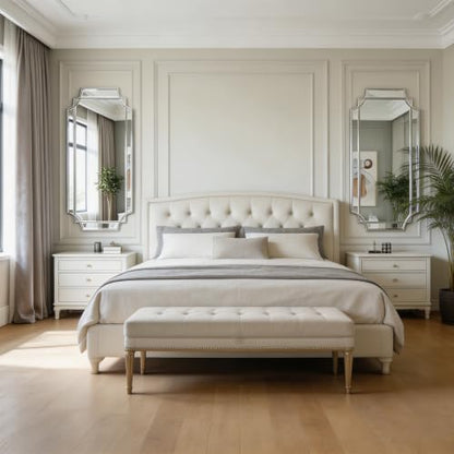 59"x30" Large Geometric Beveled Mirror with Silver Wood Frame - color: Silver, size: 59"L x 30"W