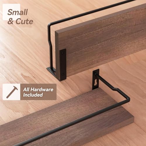 RICHER HOUSE Floating Shelves Bathroom, Small Wall Shelf Over Toilet 2 Set - color: Brown
