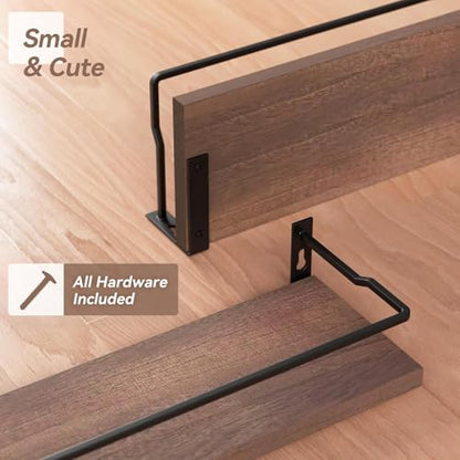 RICHER HOUSE Floating Shelves Bathroom, Small Wall Shelf Over Toilet 2 Set - color: Brown