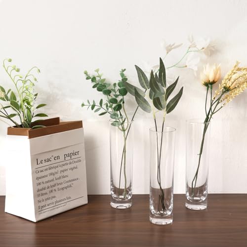 Fixwal 15 Pack Glass Cylinder Bud Flower Vases for Centerpieces