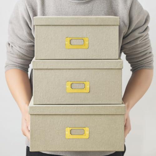 Soul & Lane - Light Gray Decorative Storage Boxes with Lids, Set of 3 - color: Light Gray