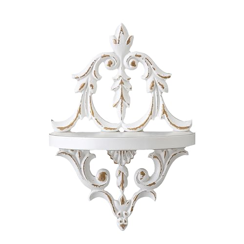 SOFE Vintage Wall Shelf, Distressed White Wood Shelves for Wall 11.8" Tall