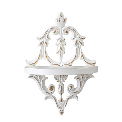 SOFE Vintage Wall Shelf, Distressed White Wood Shelves for Wall 11.8" Tall
