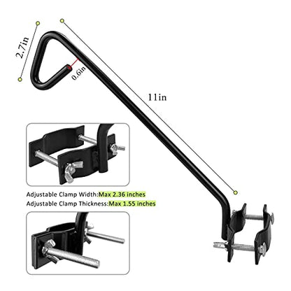 2 Packs 11 Inch Fence Deck Hook Rail Hanging Mounting Kit Heavy Duty Bird Feeder Hook Decorative Hanger for Bird Feeders Planters Suet Baskets Lanterns on Balcony Porch Railing Fence - size: 11in Long Fence Hook-2 Packs