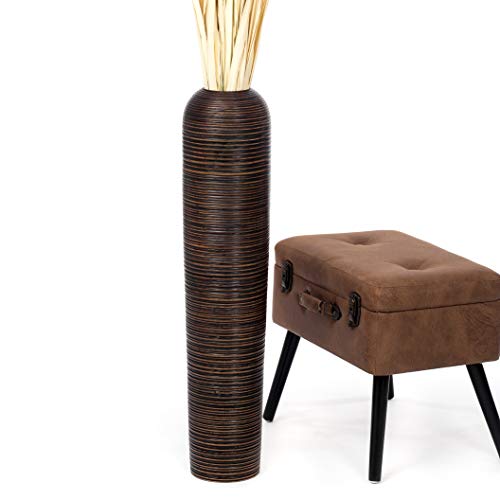 Leewadee Large Floor Vase 26 inches Mango Wood for Pampas Grass, Dried Flowers - size: 26 inches