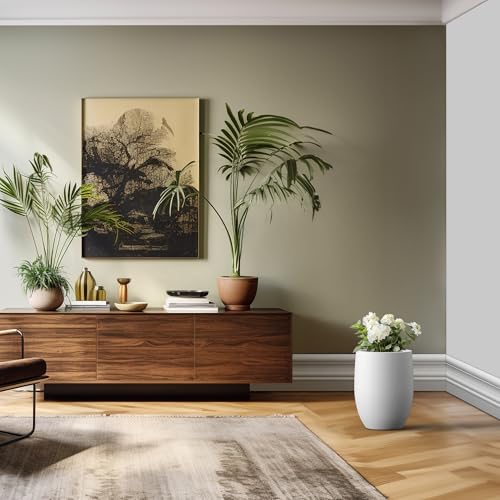 Kante Accent Round Curved White Concrete Planter 12.6" Dia, Outdoor - color: White, size: 16.5 Inch Tall
