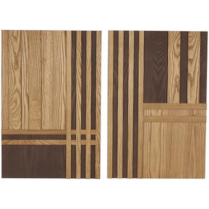 Deco 79 Wooden Geometric Home Wall Decor Carved Two-Toned Striped Wall Sculpture, Set of 2 Wall ArtW, 24" H, Brown - size: 15.8"L x 1.8"W