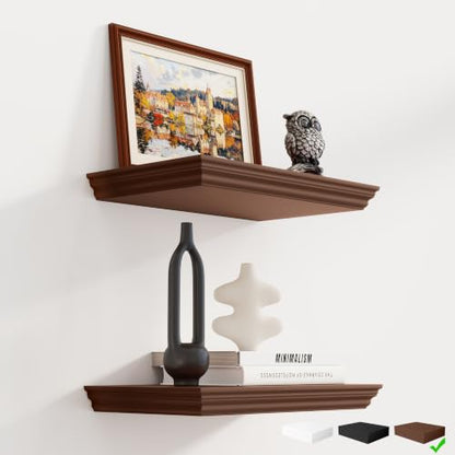 Fun Memories Floating Shelves, Walnut, 16 Inch Long, 9.3 Inch Deep, 2 Pack - color: Walnut, size: 16", Set of 2