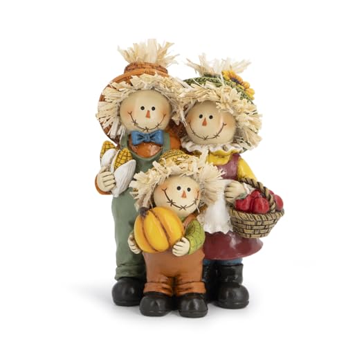 Hodao Fall Scarecrow Family Figurine, Autumn Harvest Thanksgiving Decor - color: Scarecrow Family Figurines