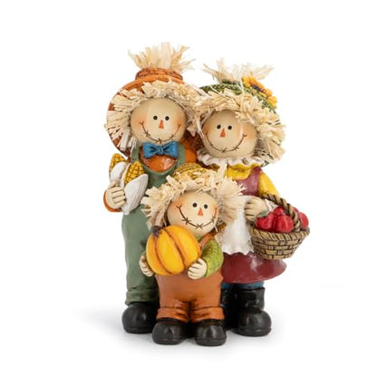Hodao Fall Scarecrow Family Figurine, Autumn Harvest Thanksgiving Decor - color: Scarecrow Family Figurines