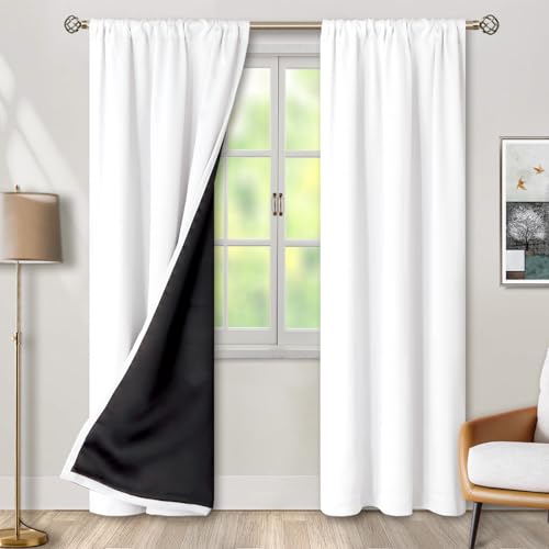 BGment Pure White Blackout Living Room Curtains 84 inches Long, 2 Panels - color: Pure White, size: 38"W x 84"L (Pack of 2)
