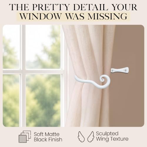 RTZEN Metal Curtain Tiebacks, Drapery Holders for Wall, 2 Pcs - size: Medium, style: Classic - W