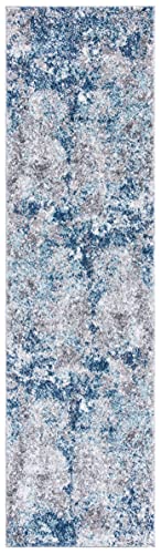 SAFAVIEH Aston Collection Runner Rug - 2' x 7', Navy & Grey, Modern Abstract Design, Non-Shedding & Easy Care, Ideal for High Traffic Areas in Living Room, Bedroom (ASN710N) - color: Navy/Grey, size: 2' x 7' (Runner)