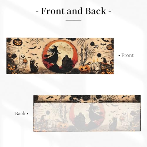 Halloween Witch Valances for Windows Rod Pocket Curtain Valance 1 Panel Short Curtains for Kitchen Bathroom Living Room Bedroom Window Treatments - color: Halloween Witch